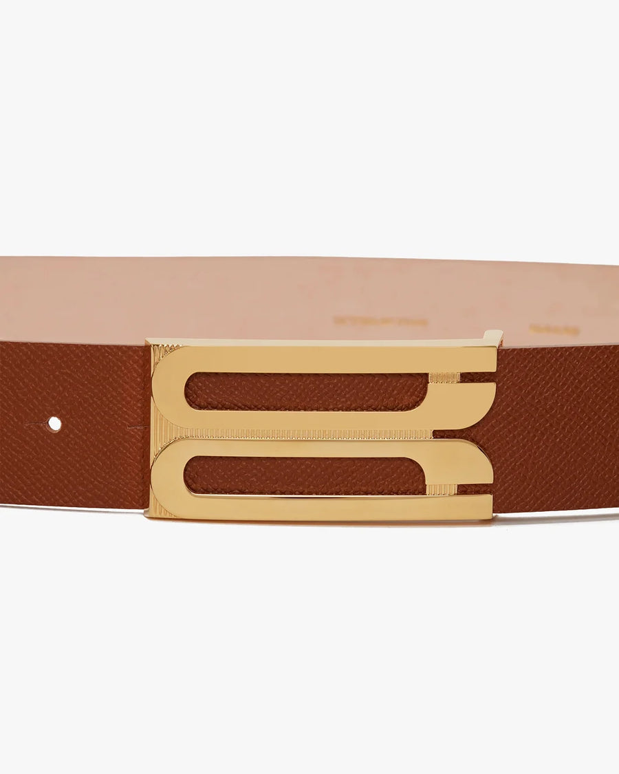 victoria beckham Jumbo BBuckle Belt tan detail