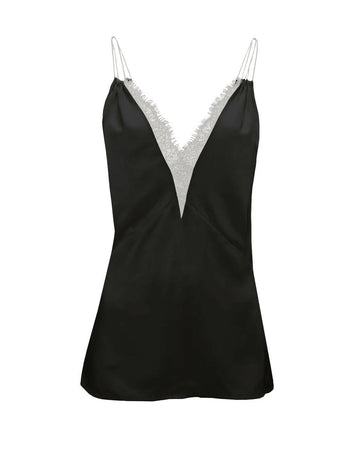 victoria beckham lace detail cami top black isolated