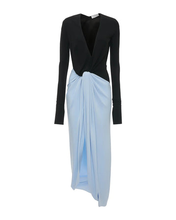 victoria beckham Long Sleeve Knot Detail Jersey Gown