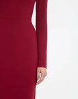 victoria beckham Long Sleeve T-Shirt Fitted Dress oxblood red on figure front detail