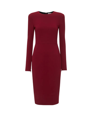 victoria beckham Long Sleeve T-Shirt Fitted Dress oxblood red