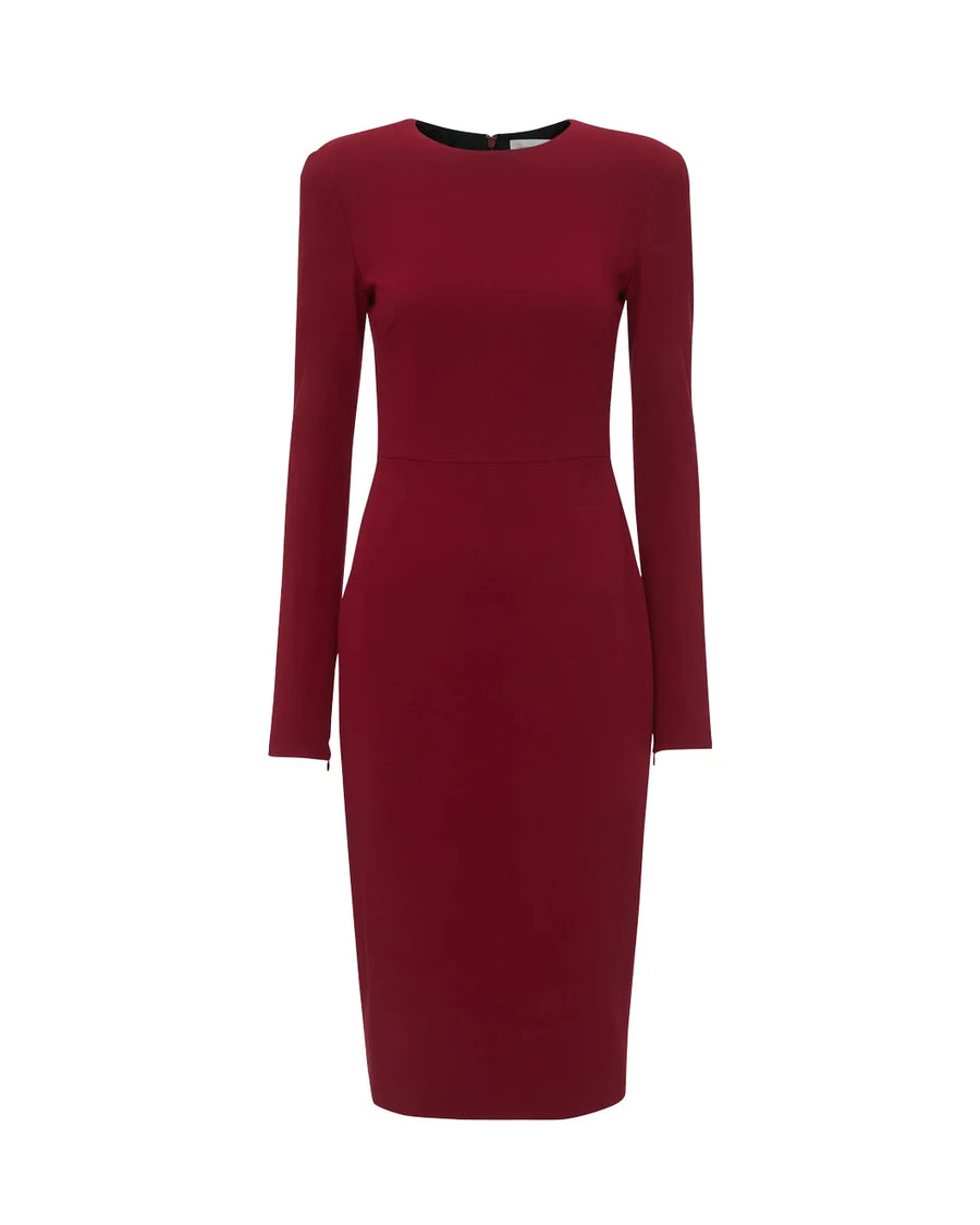 victoria beckham Long Sleeve T-Shirt Fitted Dress oxblood red