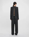 victoria beckham Pocket Detail Panelled Trouser charcoal on figure back