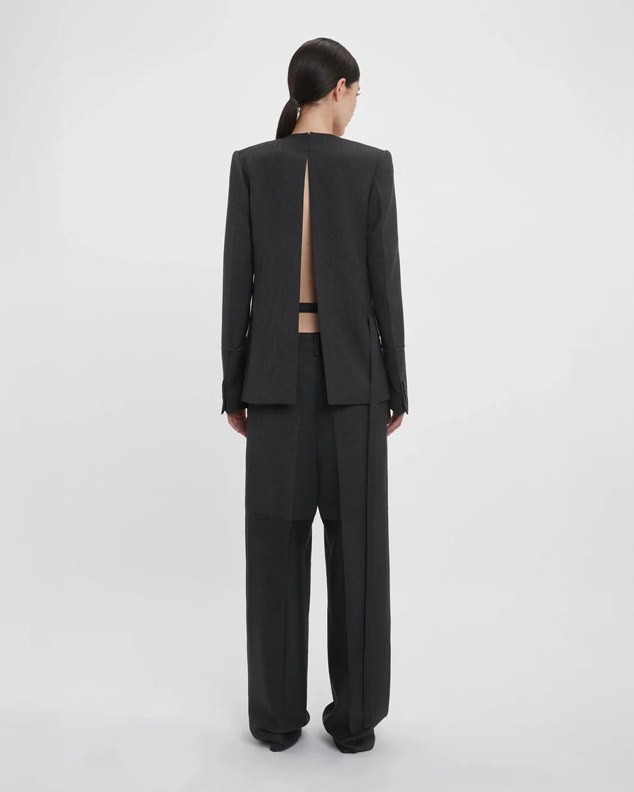 victoria beckham Pocket Detail Panelled Trouser charcoal on figure back