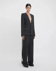 victoria beckham Pocket Detail Panelled Trouser charcoal on figure side