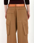 victoria beckham Relaxed Cargo Trouser tobacco brown on figure back detail