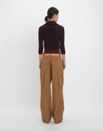 victoria beckham Relaxed Cargo Trouser tobacco brown on figure back