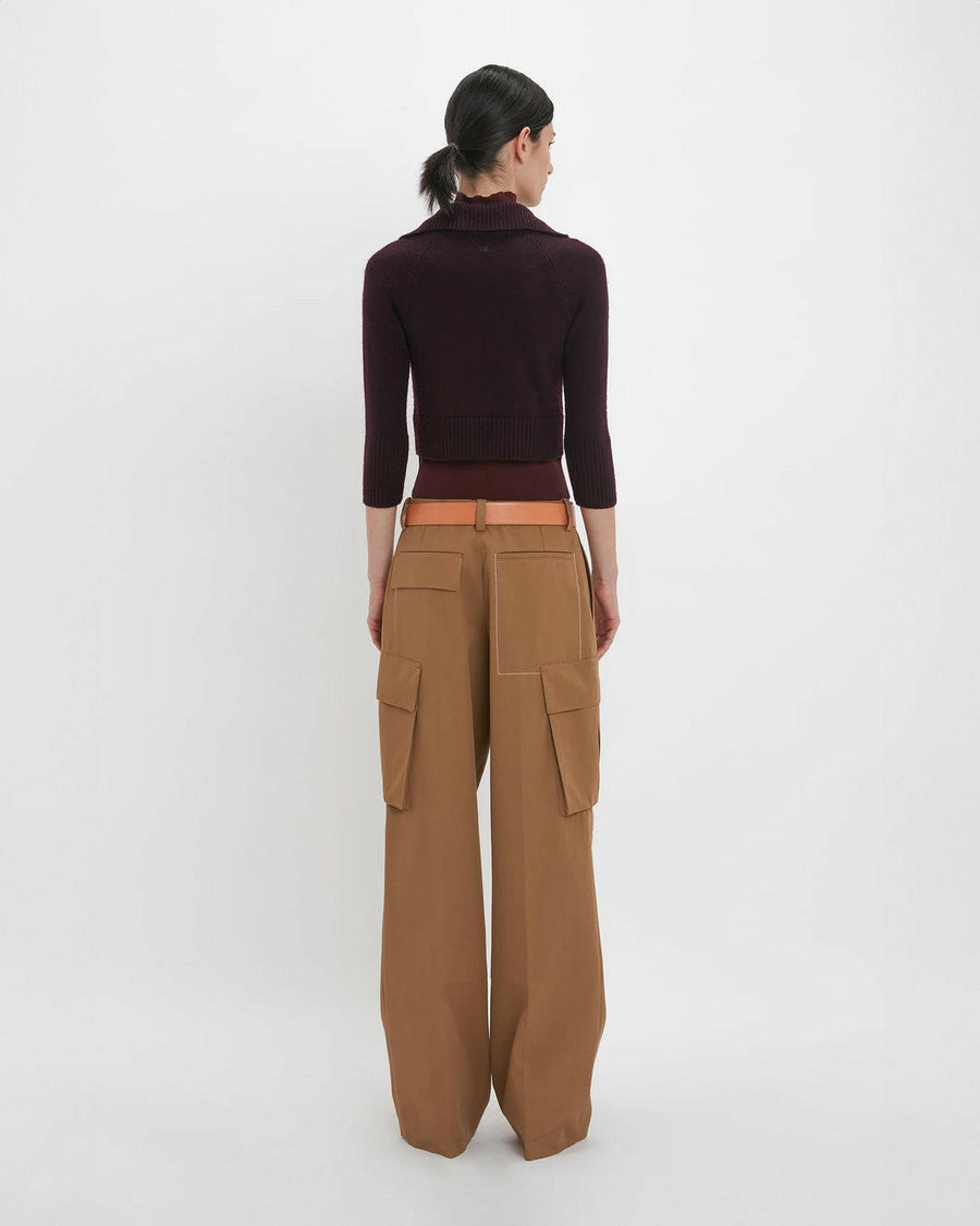 victoria beckham Relaxed Cargo Trouser tobacco brown on figure back