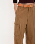 victoria beckham Relaxed Cargo Trouser tobacco brown on figure front detail