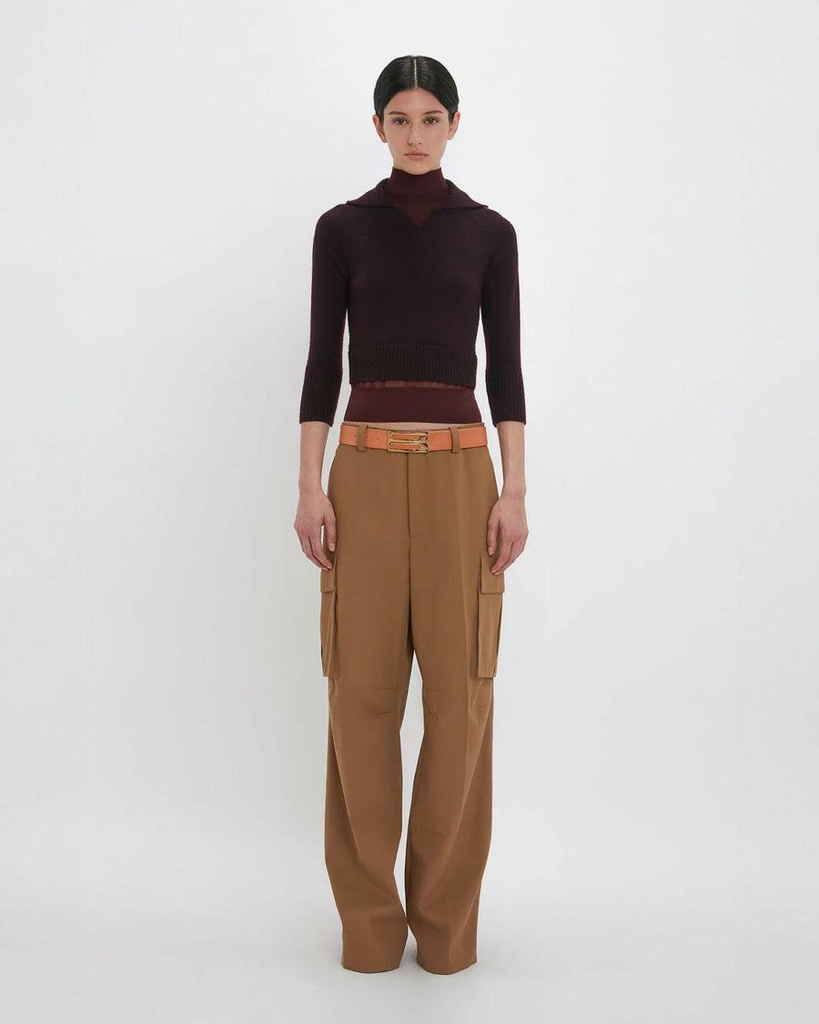 victoria beckham Relaxed Cargo Trouser tobacco brown on figure front