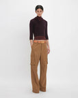 victoria beckham Relaxed Cargo Trouser tobacco brown on figure side