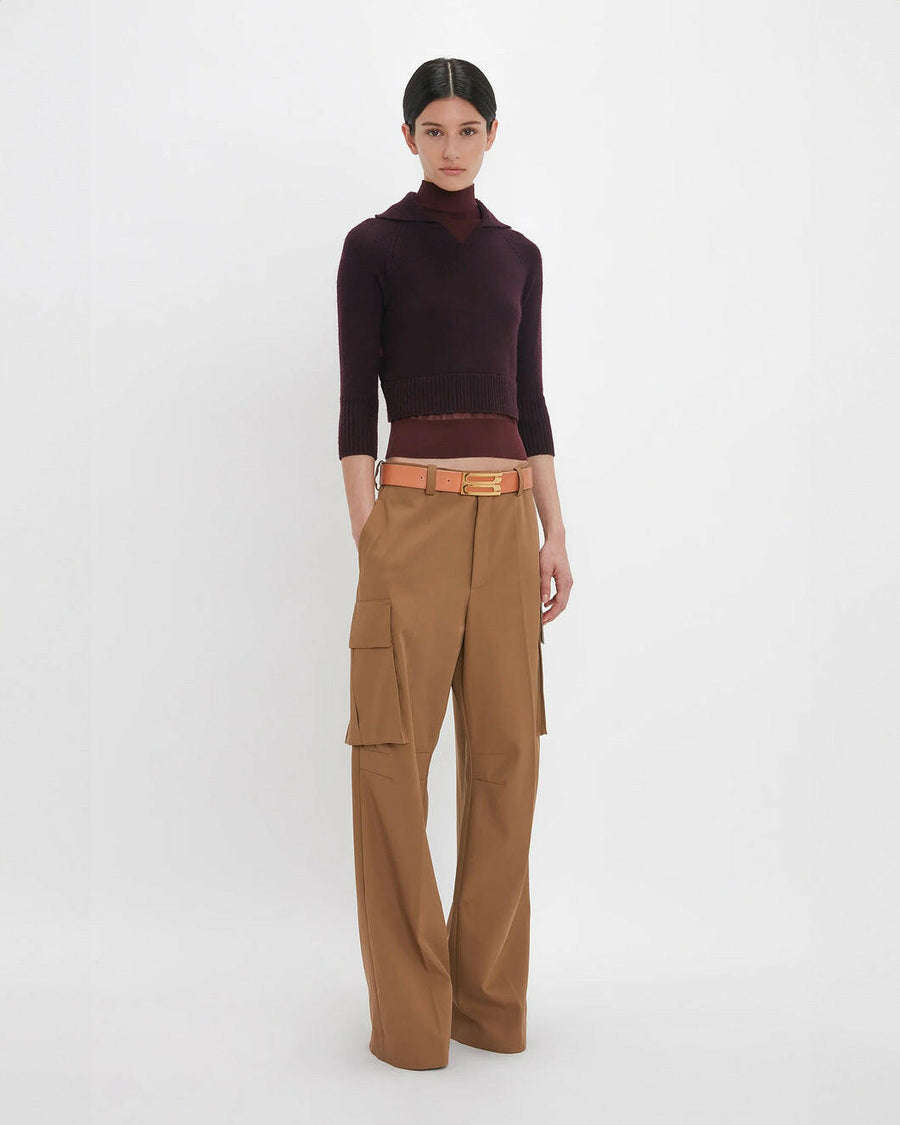 victoria beckham Relaxed Cargo Trouser tobacco brown on figure side