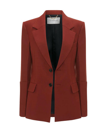 victoria beckham sleeve detail pocket jacket in russet