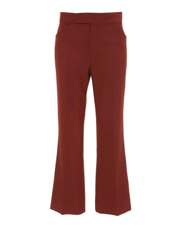 victoria beckham wide cropped flare trouser in russet