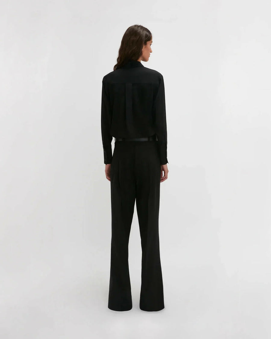 victoria beckham contrast bib shirt black on figure back