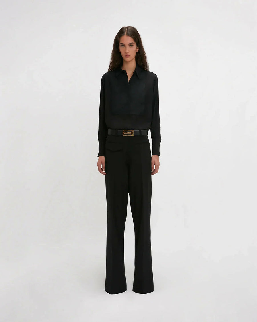 victoria beckham contrast bib shirt black on figure front