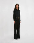 victoria beckham contrast bib shirt black on figure side