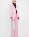 victoria beckham high single button jacket pink figure  side