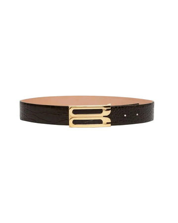 victoria beckham jumbo frame belt espresso croc isolated