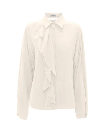 victoria beckham ruffle detail blouse ivory