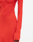 victoria beckham Asymmetric Slash Jersey Dress red figure front detail