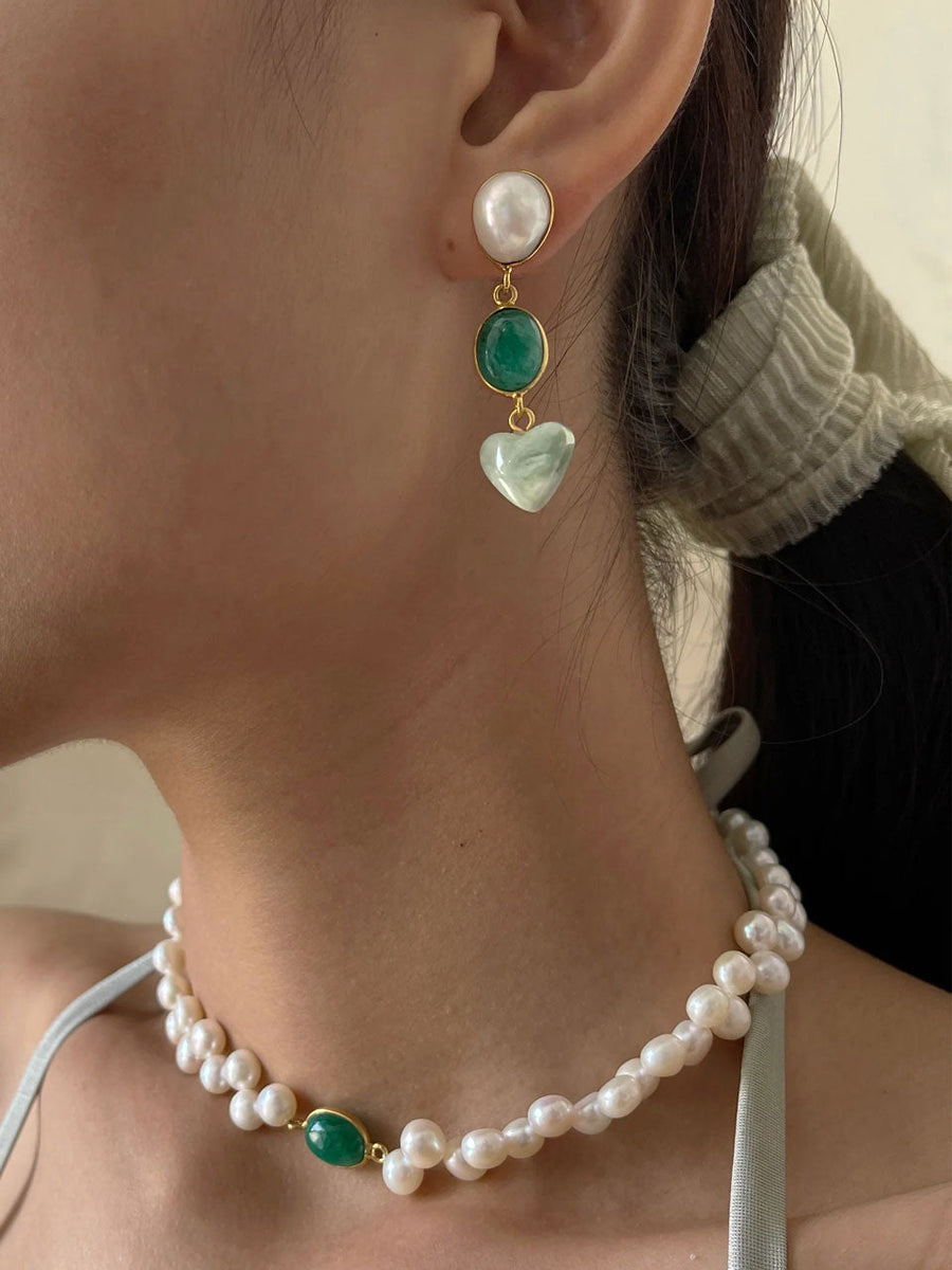 hannan love song ii earrings emerald and sage green