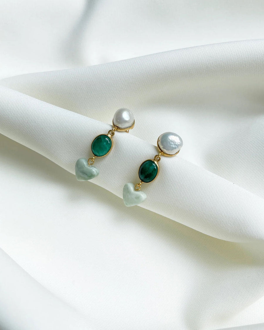 hannan love song ii earrings emerald and sage green