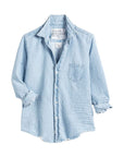 frank and eileen barry woven button up classic blue with tattered edges