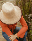 freya crochet straw bucket hat natural