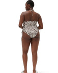ganni recycled printed tieband swimsuit egret figure back 2