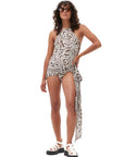 ganni recycled printed tieband swimsuit egret figure