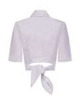matthew bruch collared wrap top lavender back
