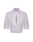 matthew bruch collared wrap top lavender front