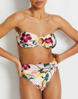 patbo hibiscus bandeau bikini top vanilla on figure front close