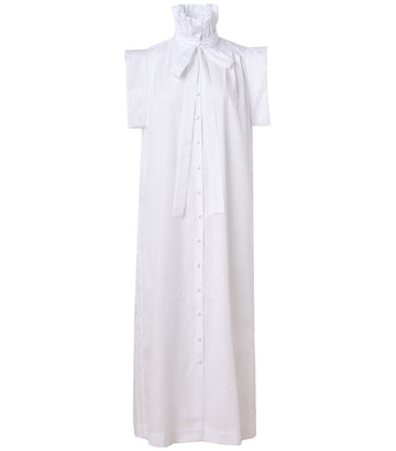 prune goldschmidt tiny sleeve and romantic collar dress white