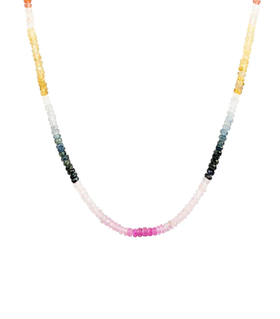 isolated image, roxanne first, graduated rainbow beaded necklace, sapphire