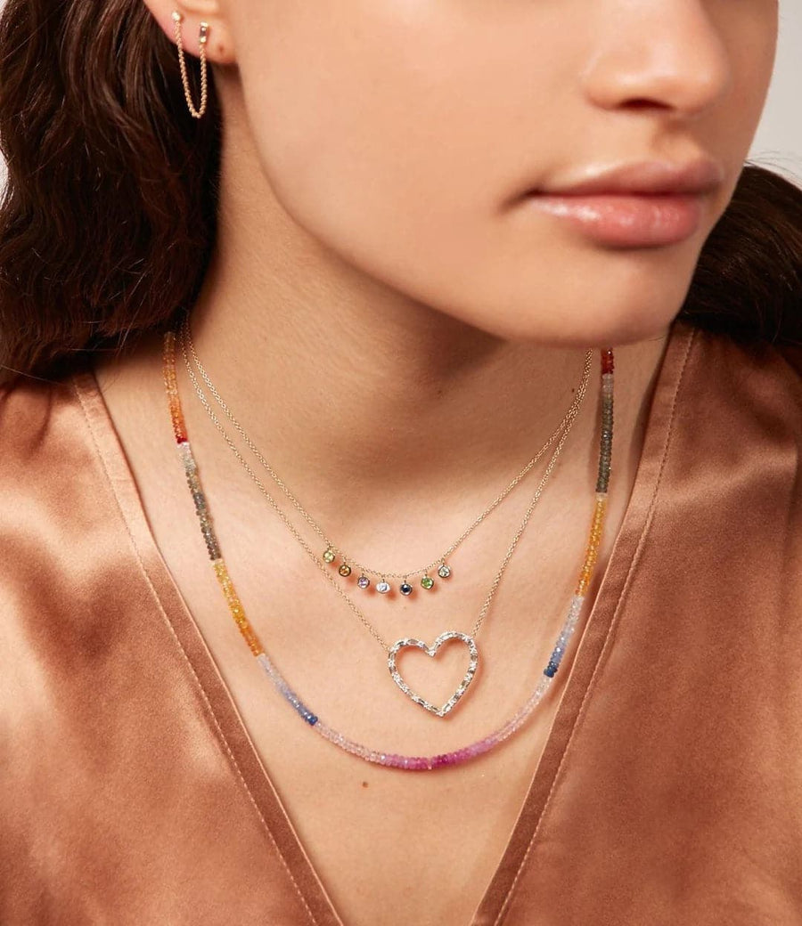 on figure rainbow sapphire beaded necklace, womens  layering jewelry